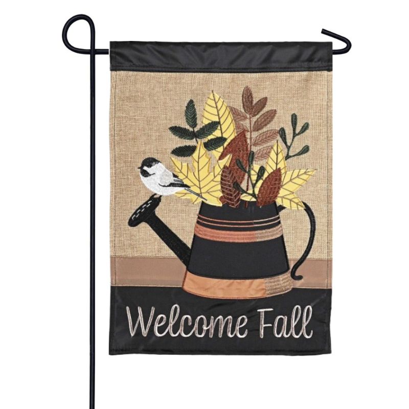 Fall Leaf Watering Can Garden Flag